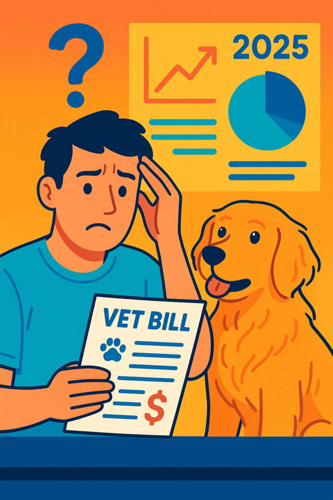 "Dog at vet clinic with a bill – pet insurance reimbursement example 2025"
