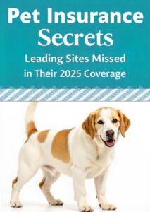 A confused pet parent reading pet insurance documents with a dog or cat nearby