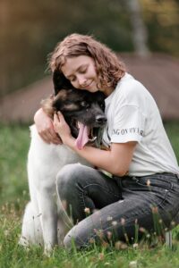 dog, girl, love, pet, owner, nature, companion, friends, friendship, happy, animal, akita, portrait, pet owner