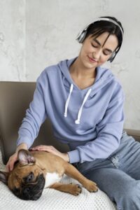 Pet wearing a smart collar connected to insurance app”