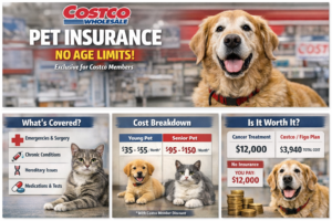 Costco pet insurance partnership with Figo offering no age limit coverage for senior dogs and cats